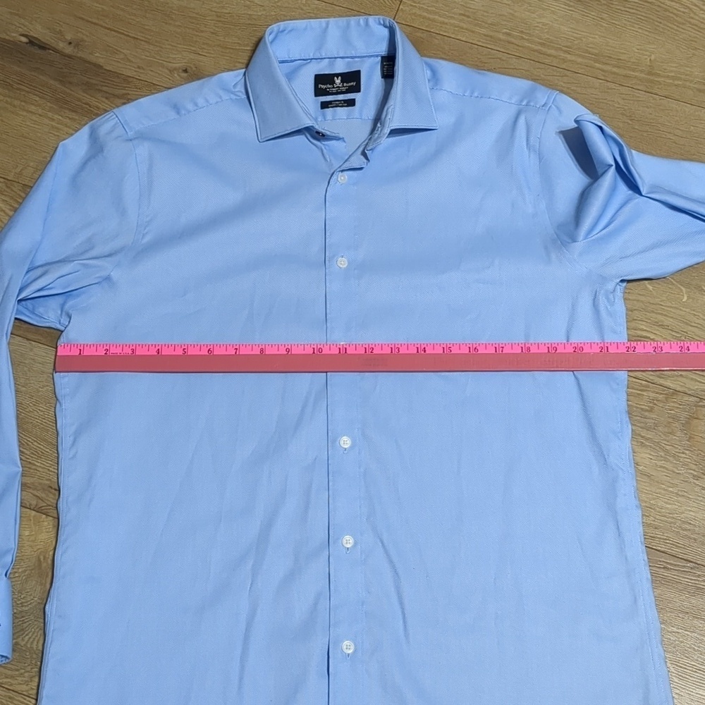 Psycho Bunny By Robert Light Blue Button Up ModernFit Shirt Mens Size 16 32/33 - Picture 4 of 7